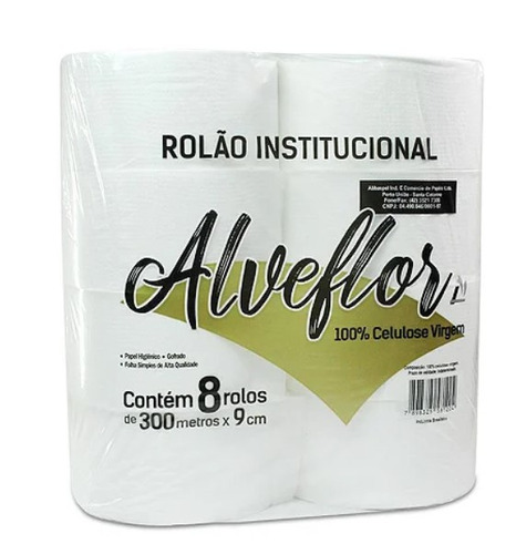 Papel Higienico Rolao 100% Celulose C/ 8 Rolos De 300m