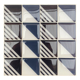 Pastilha Adesiva Resinada Linhas Abstratas 4 Placas 50% Off! Cor Preto E Branco