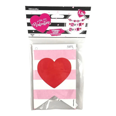 Letrero Banner Love Amor Banderillas San Valentin Novios Sv Rojo Y Rosa