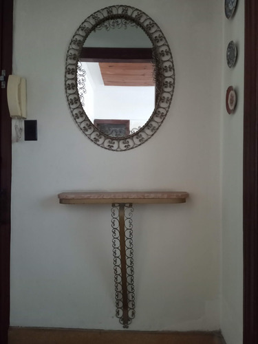 Dressoire De Bronce Y Espejo De Pared - Base Marmol