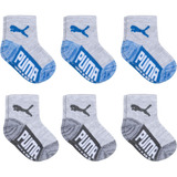 Calcetines P/ Bebés Puma Baby, 0-12 Meses, Gris Y Azul X6