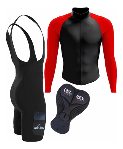 Conjunto Ciclista Bretelle Com Forro Gel D120 Roupa Ciclismo