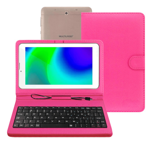 Tablet M7 3g 32gb  + Capa Com Teclado Rosa Kit Estudo