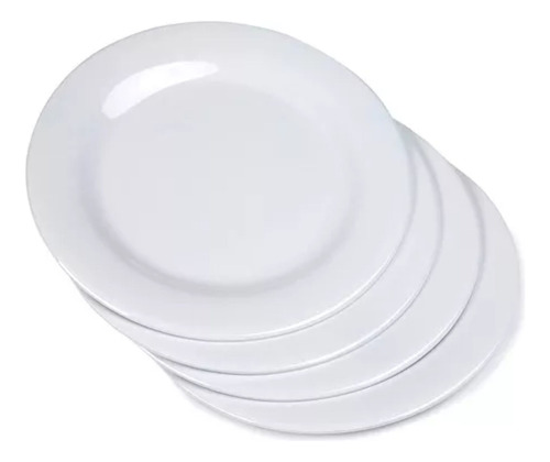 Platos Playos De Melamina 25cm Set X 12 Unidades Blanco