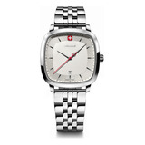 Wenger Reloj Vintage Classic 37 Mm, Plata Para Caballero Color De La Correa Plateado Color Del Bisel Plateado Color Del Fondo Blanco