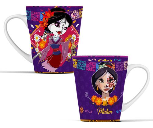 Taza De Halloween Princesas Disney Muertos Cónica 12oz M220