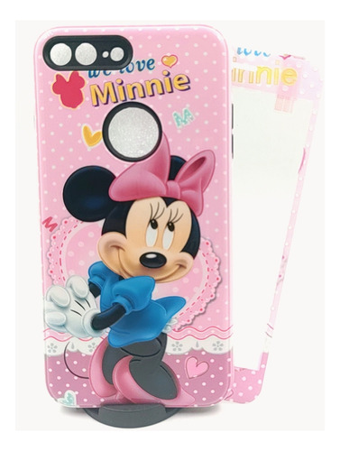 Case Minnie Mouse+ Mica Cristal Para iPhone 7 Plus / 8 Plus 