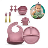 Kit Alimentação Bebe Prato Copo Colher Babador Tigela 8 Pcs