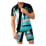 Conjunto De Ropa De Playa Hawaiana Para Hombre, Camisa Boho