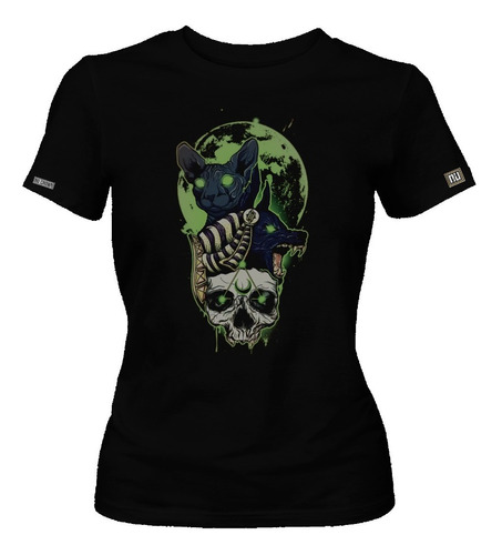 Camiseta Gato Esfinge Egipcio Craneo Sphynx Mujer Inp Dbo