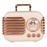 Radio Retro Parlante Mini Inalámbrico Portátil Con Mascotas Color Rosa