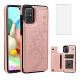 Funda Para Samsung Galaxy A51 - Rosa/flores+tarjetero+vid...