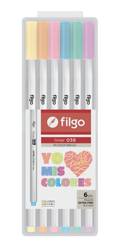 Pack X 6 Microfibra Pastel Filgo Liner 038 0.4 Mm Surtido