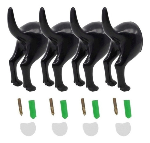 4pcs Nórdico Plástico Cão Cauda Ganchos Montados Na Parede