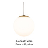 Luminária Pendente Lustre Vidro Globo Dourado Mate 20cm 1782 Cor Branco Bivolt