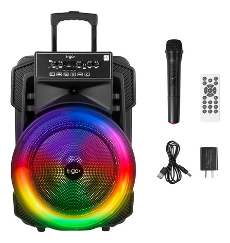 Bafle Portátil Potenciado Woofer 15''  Bluetooth Fm Luces 