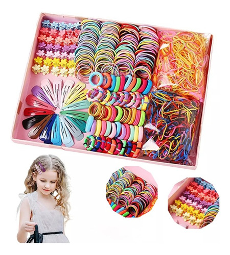 Set 780pcs Colets Bandas Elásticas Y Pinches Para Niña