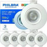 Kit 5 Spot Redondo Embutir Direcionável Led 3w 6500k Frio Cor Azul