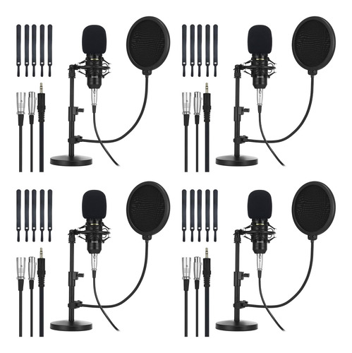 Paquete De 4 Micrófonos De Condensador Xlr, Kit De Micrófono