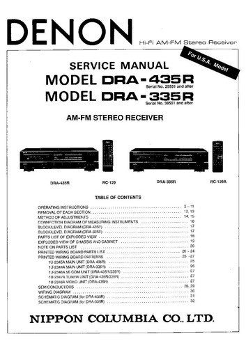 Esquema Receiver Denon Dra 435r Dra435r  Dra 435 Em Pdf 