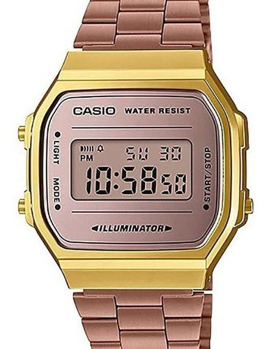 Reloj Casio Vintage Con Forma De Rosa Para Mujer, Color Dorado, A168wecm-5df-br