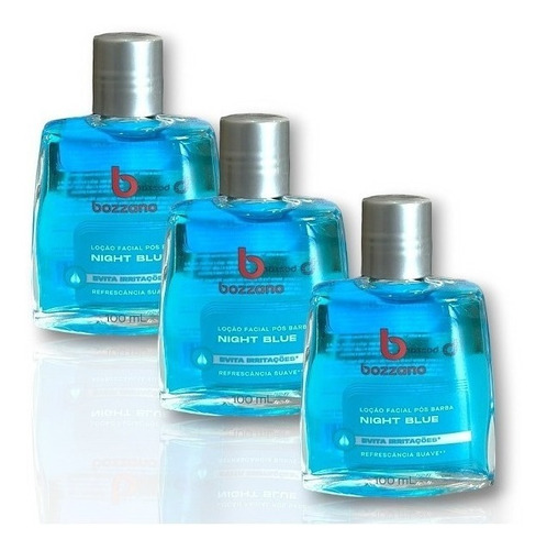 Loção Facial Pós Barba Bozzano Night Blue 100ml - 3unid