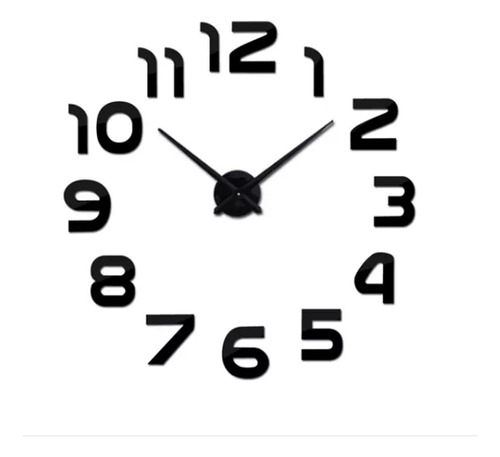 Reloj De Pared 3d Grande Negro Diseño Moderno