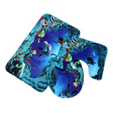Anriy Juego De 3 Tapetes De Baño Con Diseño De Delfín Azul