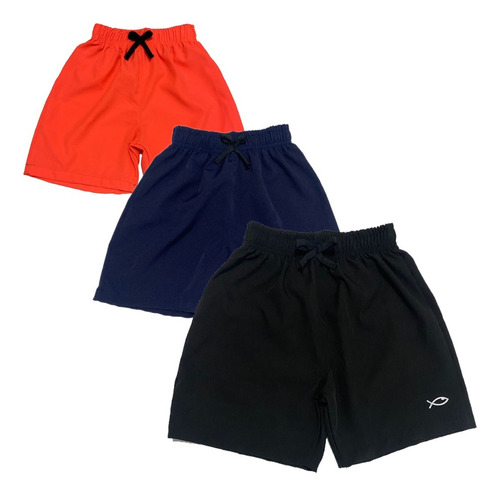 3 Shorts Bermuda Masculina Infantil Tactel Juvenil Premium