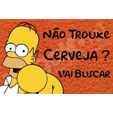 Tapete Capacho Cerveja Homer Simpson 60x40 Divertido 13mm Cor Laranja Desenho Do Tecido Trama Vinílica 13mm Emborrachado Antiderrapante