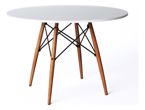 Mesa Eames 4 Lugares Base Madeira Tampo Mdf Redondo 90cm