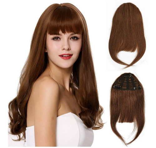 Pinza De Cabello Humano Marrón Claro 20cm Con Flequillo #6