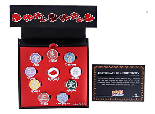 Naruto Shippuden Akatsuki Ten Clans Juego De Anillos Colecci