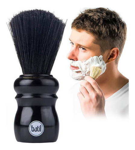 Pincel Para Barba Produto Vegano Barbear Cerdas Profissional Cor Preto