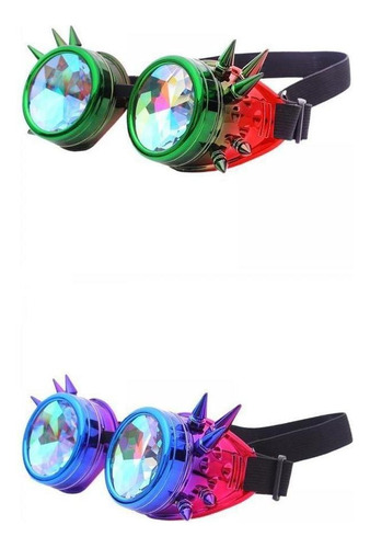 2x Rainbow Steampunk Goggles Lentes De Caleidoscopio Ge