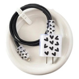 Protectores Para Cargador Y Cable iPhone Corazones Negros