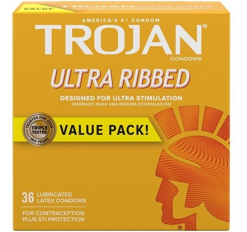 Trojan Ultra Ribbed Condoms For Ultra Stimulation, 36 Count