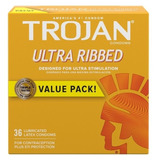 Trojan Ultra Ribbed Condoms For Ultra Stimulation, 36 Count
