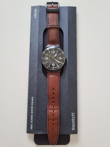 Reloj Swatch Special Unit (ywb402c) ,cuero, Y Metal, C/ Pila