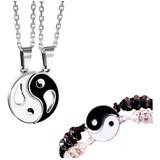 Set Collares Y Pulseras Yin Yang Amigos Pareja Acero 4pz F