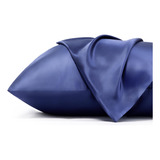 Fundas Para Almohada Saten Suave Azul Marino 2pz 50x66cm