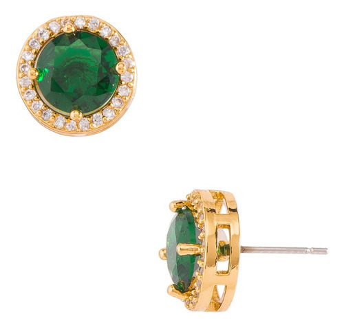 Aretes Verdes Diva Elegante Fino Oro 18k Cristales Diamonice