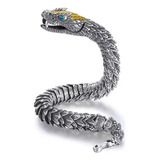 Anriy Pulsera De Serpiente Real Hecha A Mano De Plata 925