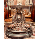 Antigua Figura De Buda Bronce Firmado 17 X 12 X 18 Cm