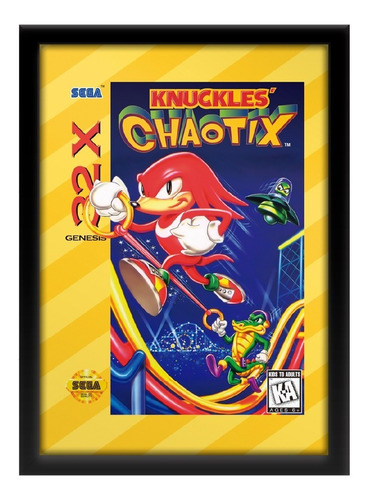 Quadro Capa Knuckles Chaotix Sega 32x Mega Drive A3 33x45cm