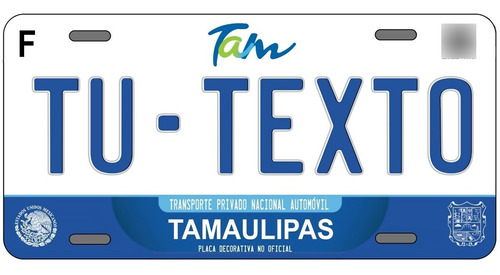 Placas Para Auto Personalizadas Tamaulipas 2022 