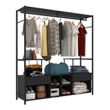 Guarda Roupa Closet Casal Industrial 174cm 2 Gavetas Barcelo Cor Preto/demolição