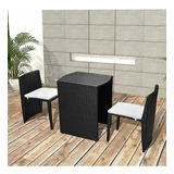 Set Mobiliario Jardín Rattan 3 Piezas Con Cojines Negros