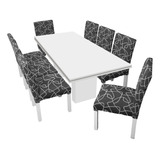 Juego Mesa Comedor Rectangular Tr 180x90 + 8 Sillas Chenille