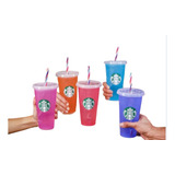 Vasos Stsrbucks Cambia De Color Popote 5 Colores Kit Nuevo